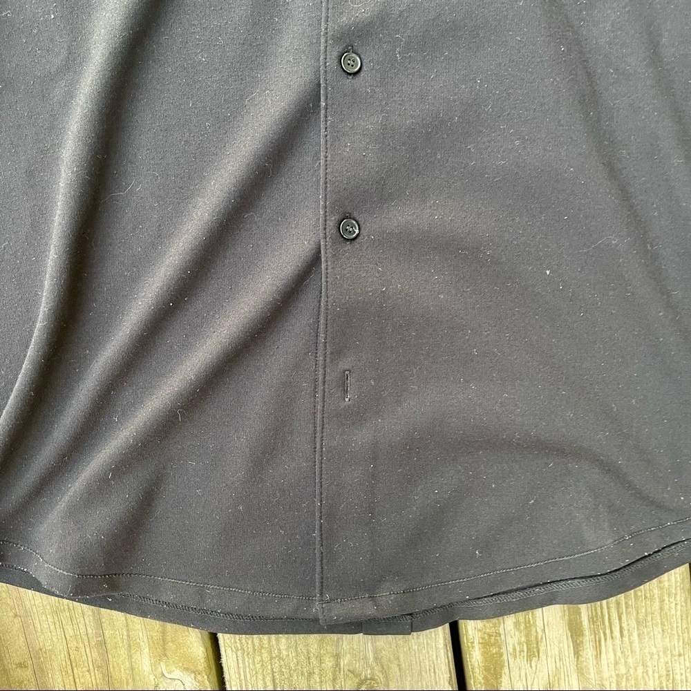 ** Trendiano Black Button Up Sweater Navy Green Sleeve Collared Large - Picture 7 of 11